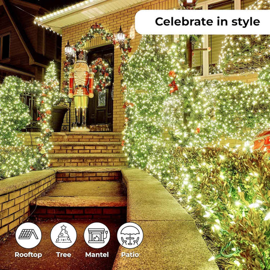Holiday Essence Waterproof LED String Lights for Patio and Pergola Ambiance, 26.9 Ft Cool White Outdoor Strand