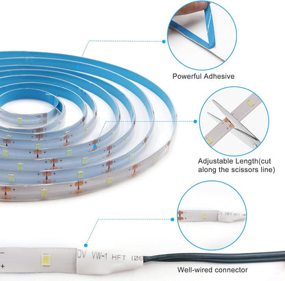 Cordless Battery LED Strip Lights Waterproof 9.8ft for Patio Camping Boat Bike with Remote Timer