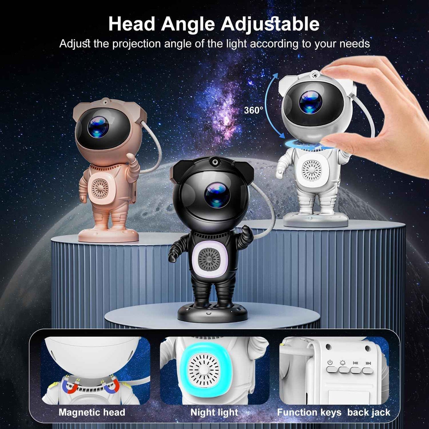 Astronaut Star Projector with Bluetooth Speaker – Cool-Run LED Night Light for Boys and Girls