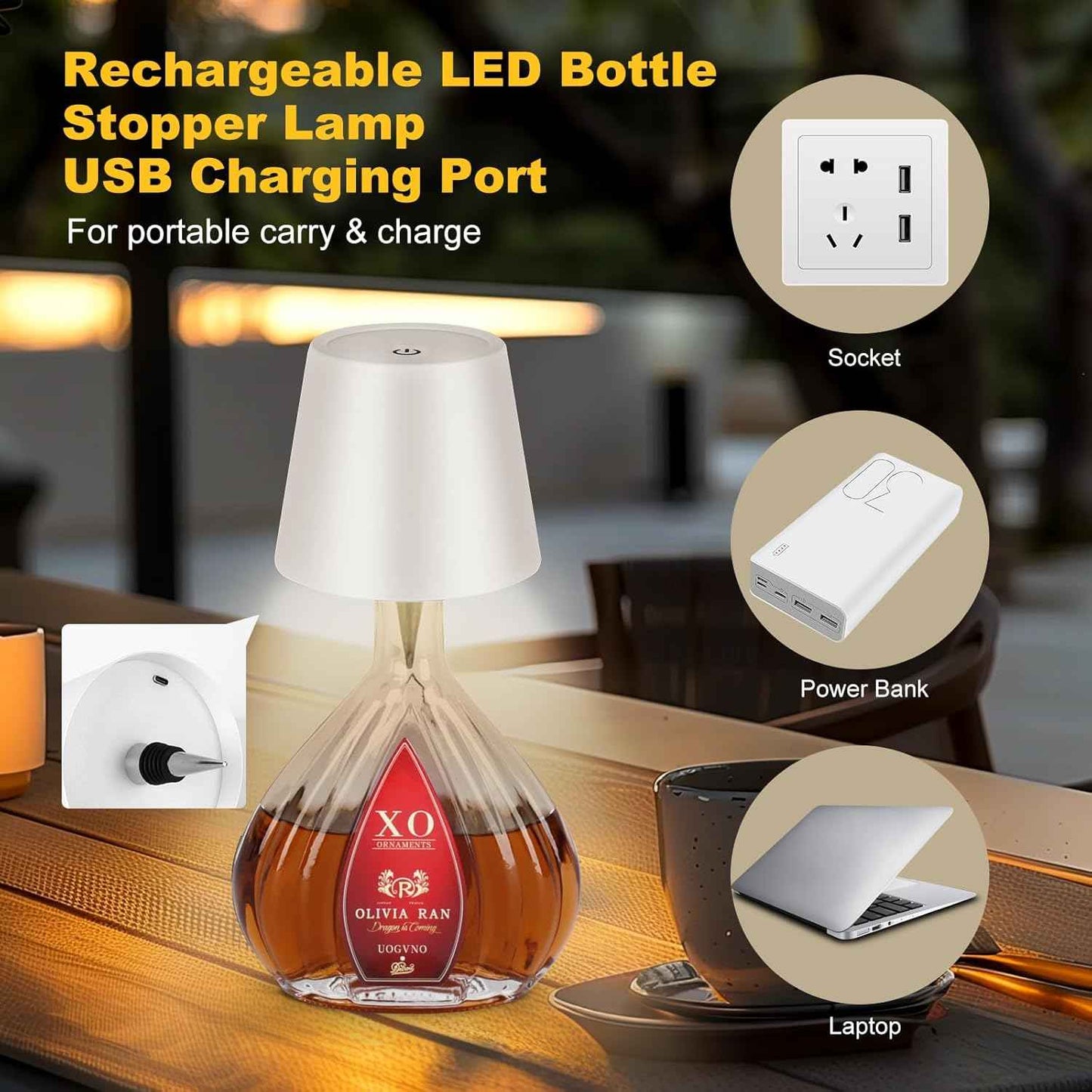 Minimalist Cordless Bottle Lamp, Clean Line Rechargeable LED for Uncluttered Spaces
