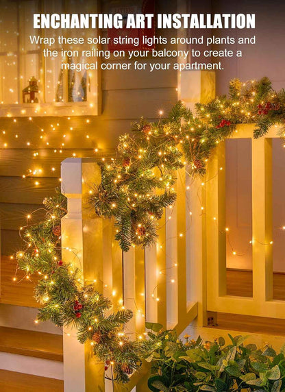 Minetom Solar Fairy Lights for Bedroom Aesthetic, 33Ft 100 LED Warm White String Lights for Cozy Indoor Ambiance