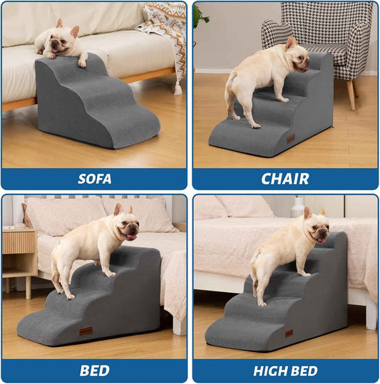 Aodisman Foam Pet Stairs – Non-Slip Steps for Senior Dogs and Cats, Joint-Safe Sofa Access