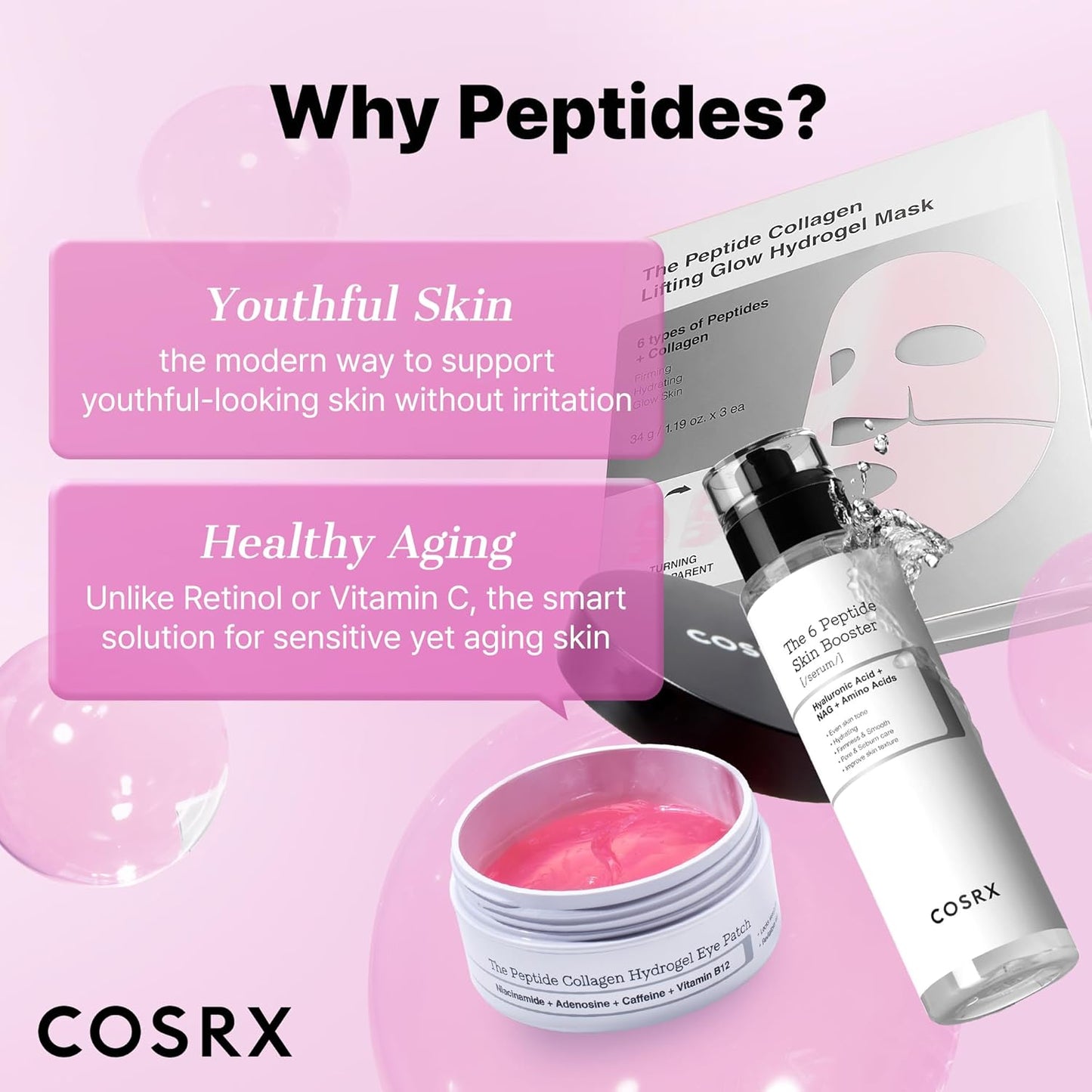 COSRX Pink Peptides Hydrogel Face Mask – Calming Overnight Self-Care Ritual for Bedtime Skincare Routine