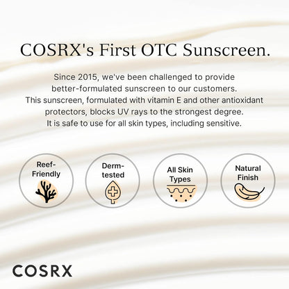 COSRX Vitamin E Vitalizing Sunscreen – Beach and Pool Day SPF 50, Water-Resistant Korean Face Sunscreen