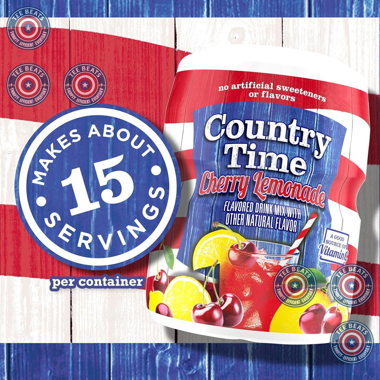 Country Time Cherry Lemonade Flavored Mix – Charity Gift Set Supporting Alex's Lemonade Stand Foundation, 6 qt Yield