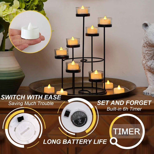 BEICHI Flameless LED Tea Lights with Child-Safe Battery Cap – No-Flame Votive Candles for Nursery and Kids' Room, Pack of 12