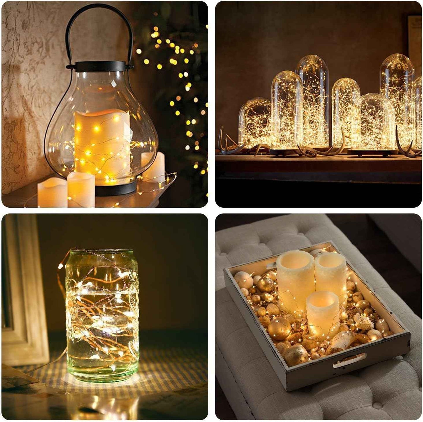 Aurora Glow Smoke-Free LED String Lights – Safe Alternative to Candles for Bedroom, 6-Pack