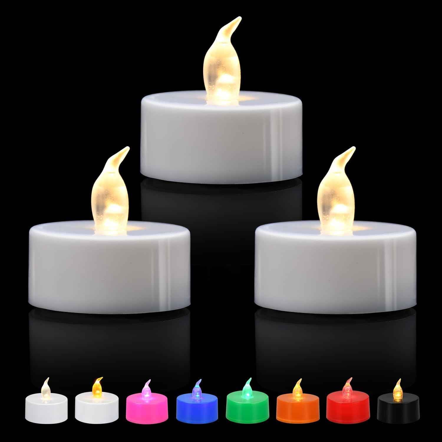 KOABY LED Tea Lights – Flickering Votive Candles for Living Room Mantle and Shelf Styling