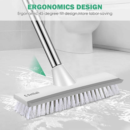 SetSail 51 Inch Floor Scrub Brush with Squeegee – No-Bend Extendable Handle to Reduce Back and Knee Strain During Long Cleaning Tasks