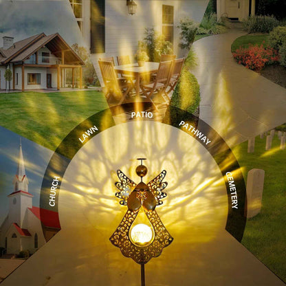 Starryfill Angel Solar Stake Light – Weatherproof Garden and Lawn Decor, 40.5" Bronze Finish