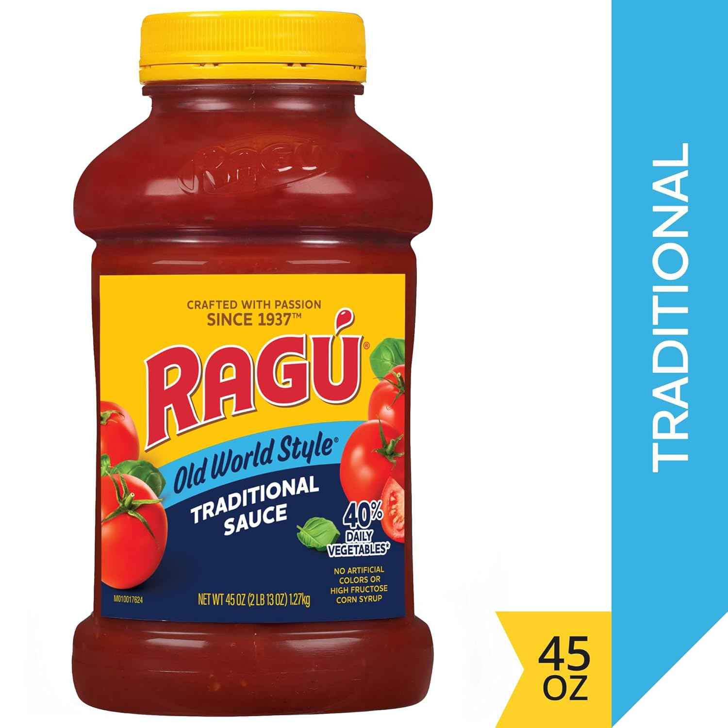 Ragu Old World Style Traditional Sauce, Made with Olive Oil, Family-Friendly Pasta Sauce for Kid-Approved Dinners, 45 oz