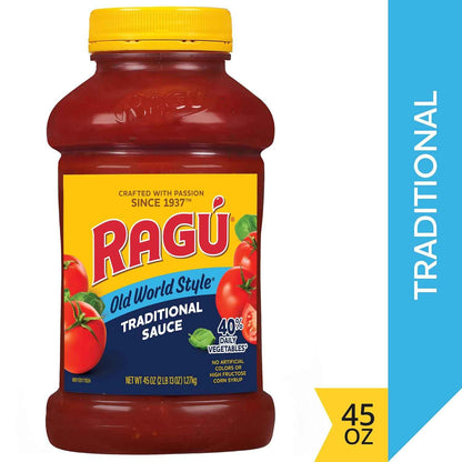 Ragu Old World Style Traditional Sauce, Made with Olive Oil, Family-Friendly Pasta Sauce for Kid-Approved Dinners, 45 oz