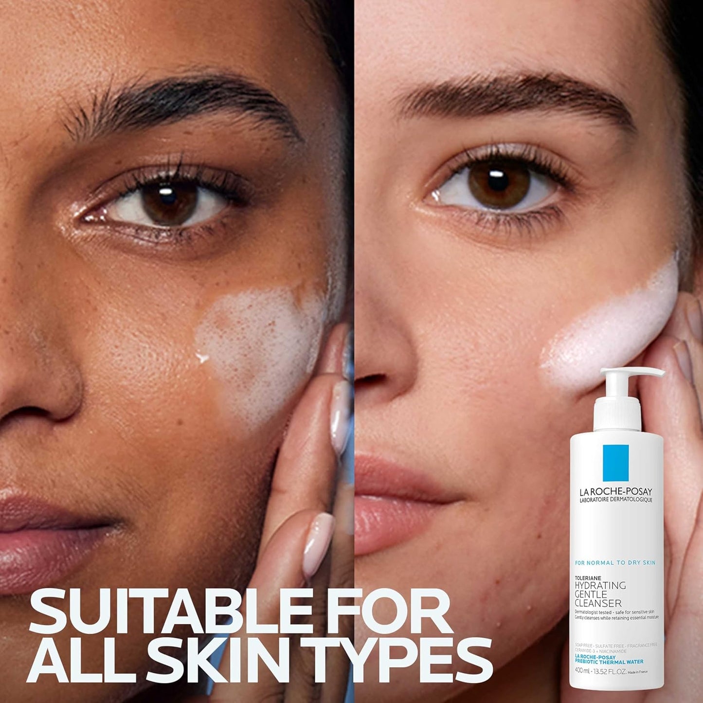 cream-texture, soap-free, oil-free formula that maintains skin's natural ph