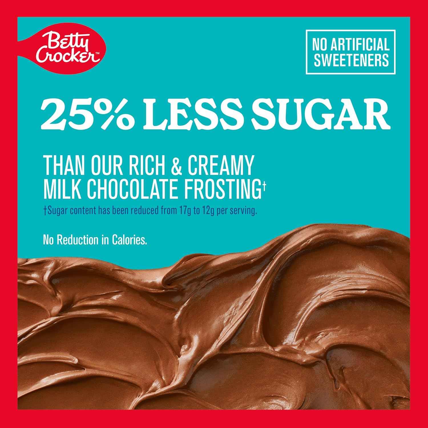 Betty Crocker Reduced Sugar Milk Chocolate Frosting – Smart Indulgence for Health-Conscious Home Bakers, 15.75 oz Resealable Tub