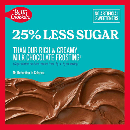 Betty Crocker Reduced Sugar Milk Chocolate Frosting – Smart Indulgence for Health-Conscious Home Bakers, 15.75 oz Resealable Tub