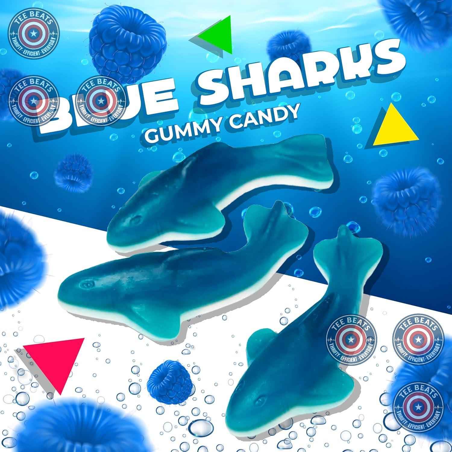 Blue Sharks Gummy Candy – Toddler-Approved Snack for Lunchboxes and Road Trips, Individually Wrapped