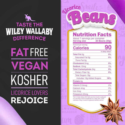 Wiley Wallaby Black Licorice – Camping Trip Snack for Sweet-Salty Cravings, Resealable Pouch