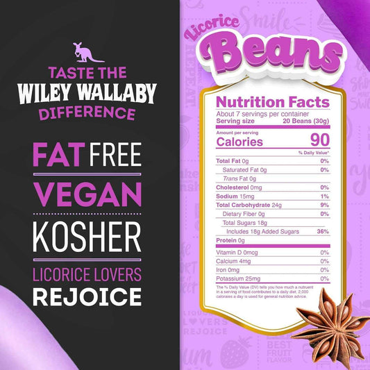 Wiley Wallaby Black Licorice – Camping Trip Snack for Sweet-Salty Cravings, Resealable Pouch
