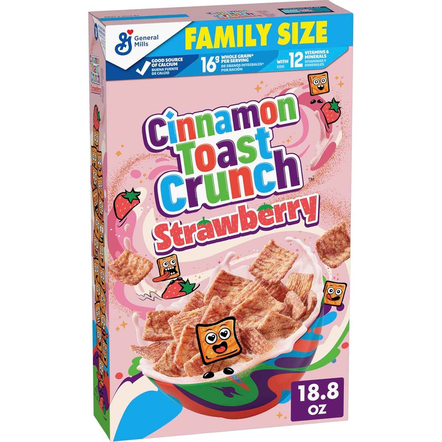 Cinnamon Toast Crunch Crispy Strawberry Cereal for Family Breakfast and Pantry Storage