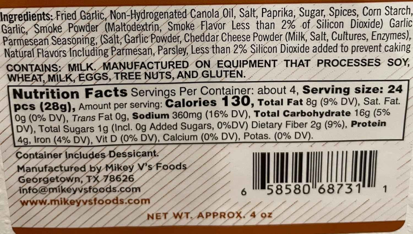 Mikey V's Gator Toes Garlic Parmesan Snacks – Portable Camping and Road Trip Snack, 3.9oz Resealable Bag