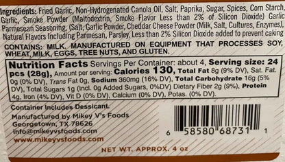 Mikey V's Gator Toes Garlic Parmesan Snacks – Portable Camping and Road Trip Snack, 3.9oz Resealable Bag
