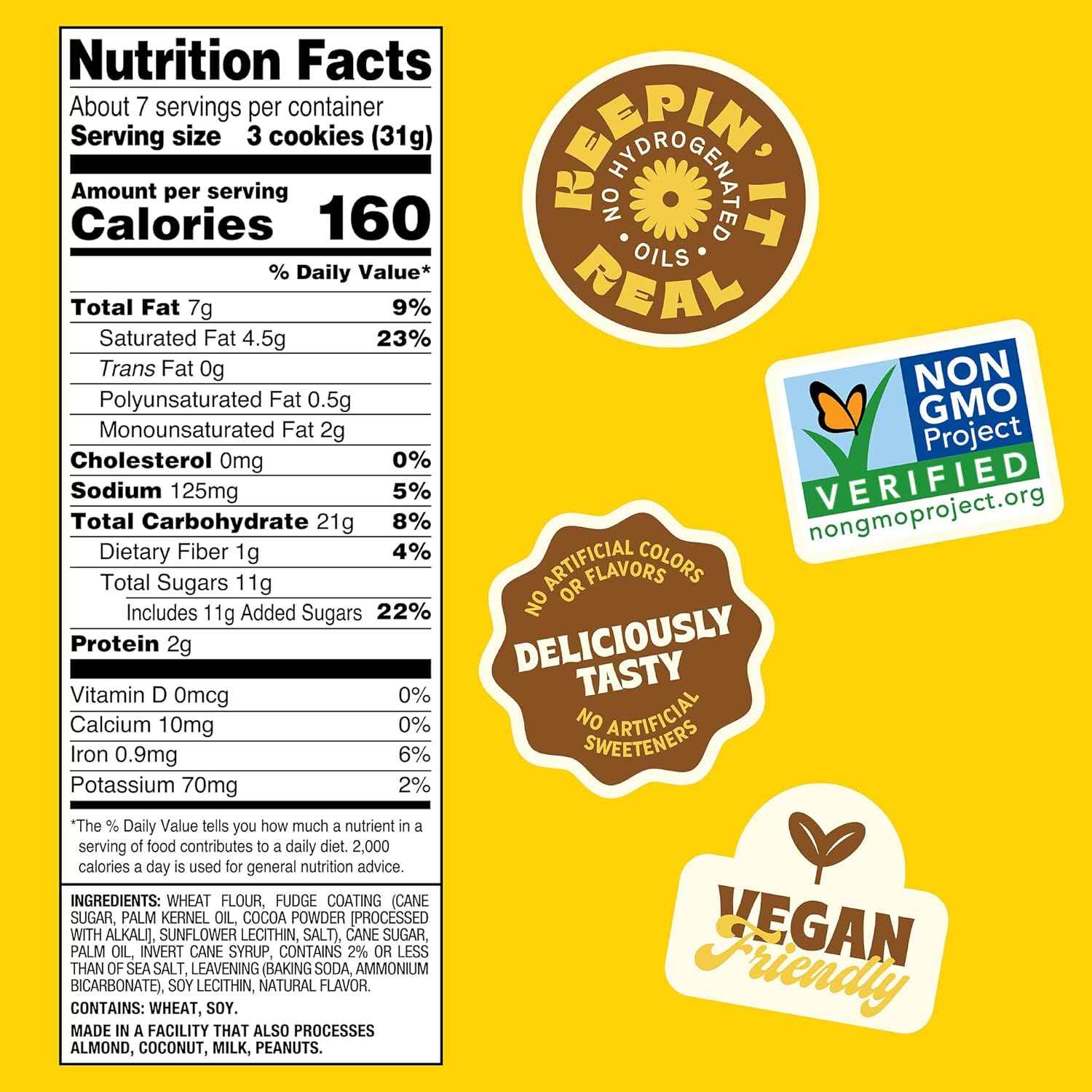 Back to Nature Fudge Striped Cookies – Non-GMO Vegan Cookies for Clean-Eating Wellness Routines, Office Desk Drawer