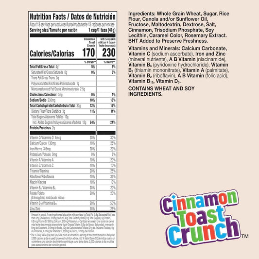 Cinnamon Toast Crunch Cereal – Better-for-You Breakfast Cereal, 16g Whole Grain per Serving