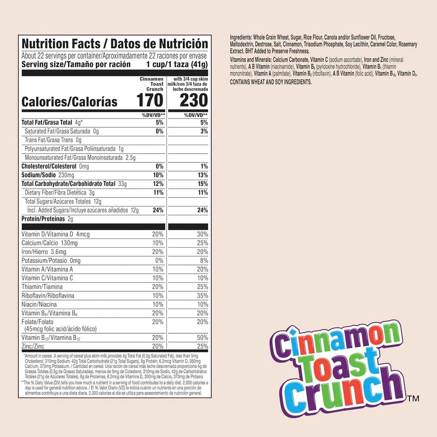 Cinnamon Toast Crunch Cereal – Late-Night Study Snack for College Students, 32 oz Resealable Bag