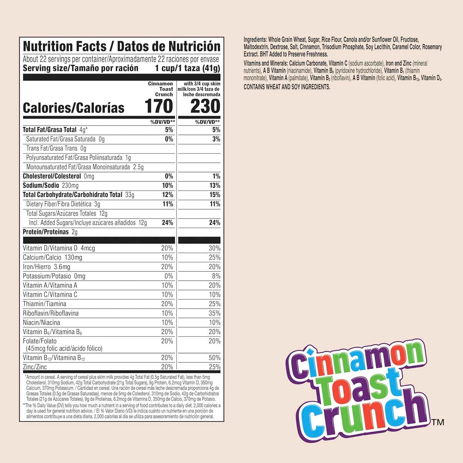 Cinnamon Toast Crunch Cereal – Late-Night Study Snack for College Students, 32 oz Resealable Bag