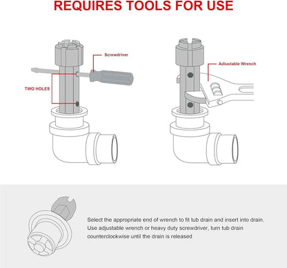 HAUTMEC PL0030 Tub Drain Wrench – Portable Plumbing Tool for Pool House and Outdoor Shower Repairs