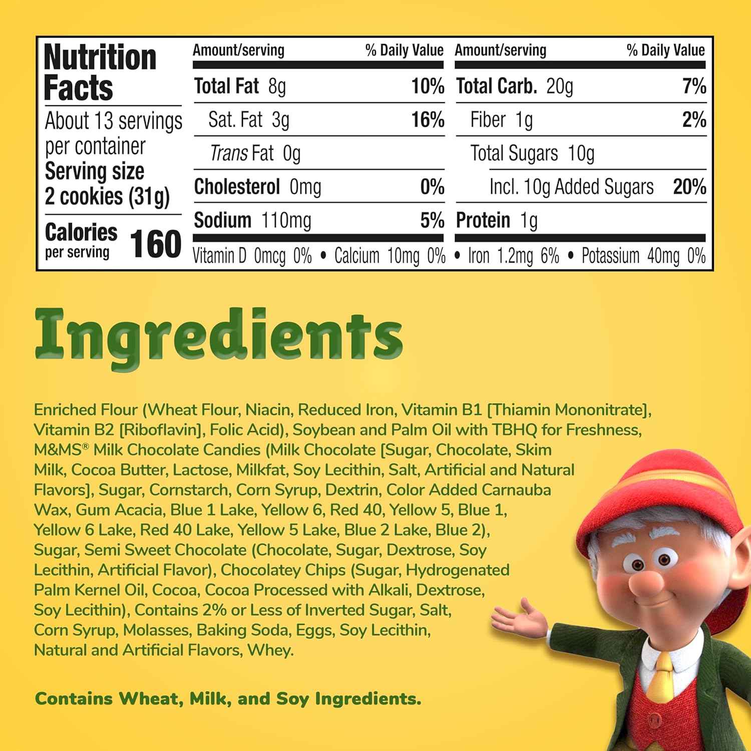 Keebler Chips Deluxe Rainbow Cookies with M&M's – Lunchbox Treat for Kids' School Snacks