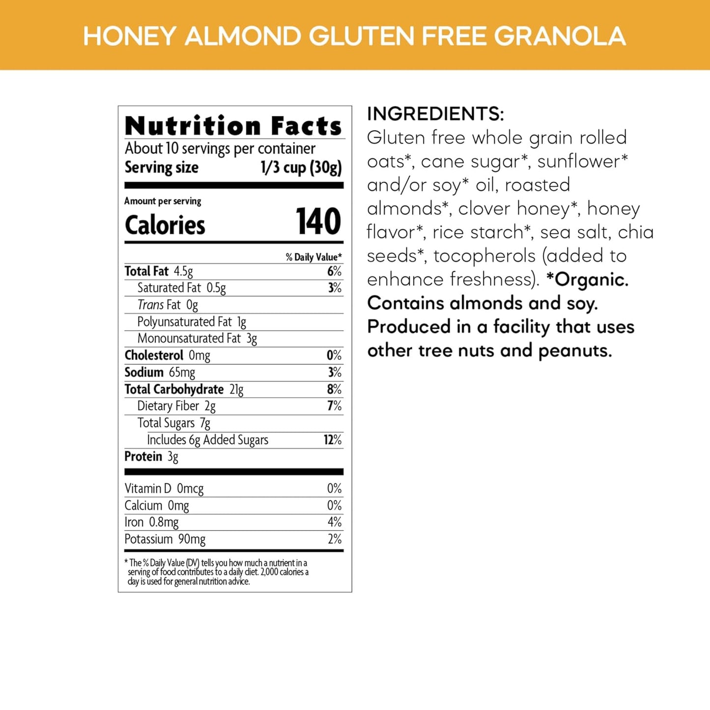 crunchy granola cluster texture made with real almonds