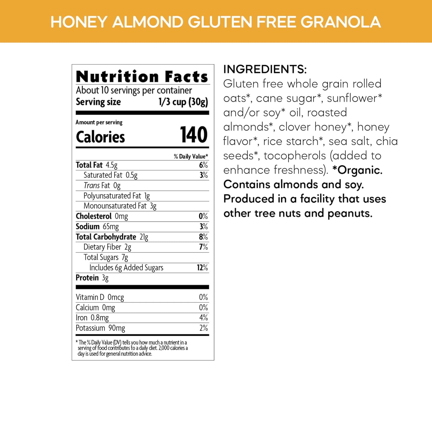 crunchy granola cluster texture made with real almonds