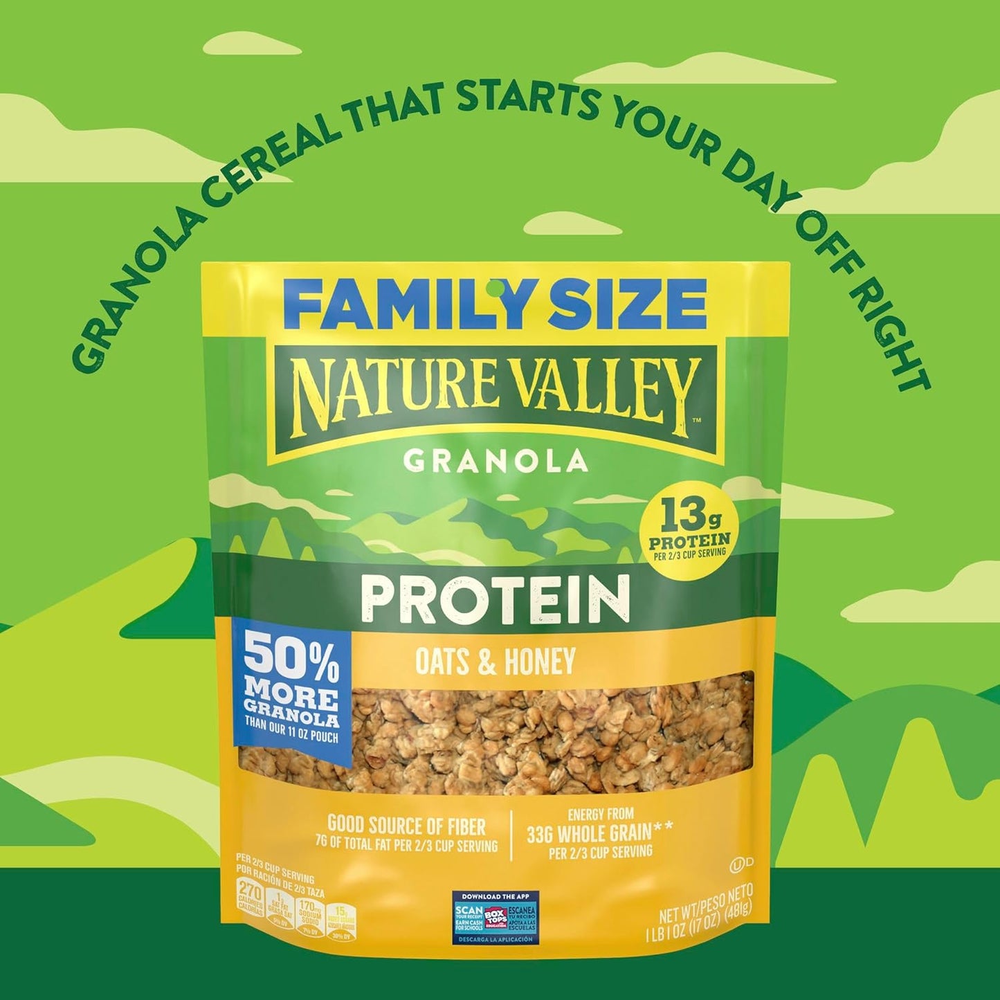 crunchy honey-flavored granola clusters