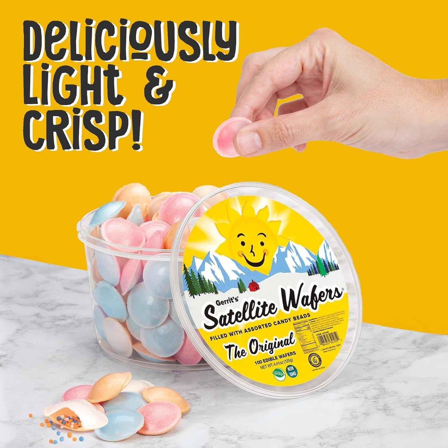 Gerrit's Flying Saucer Candy Tub – Vintage Birthday Gift for Mom, 100ct Bulk Novelty Wafer Sweets