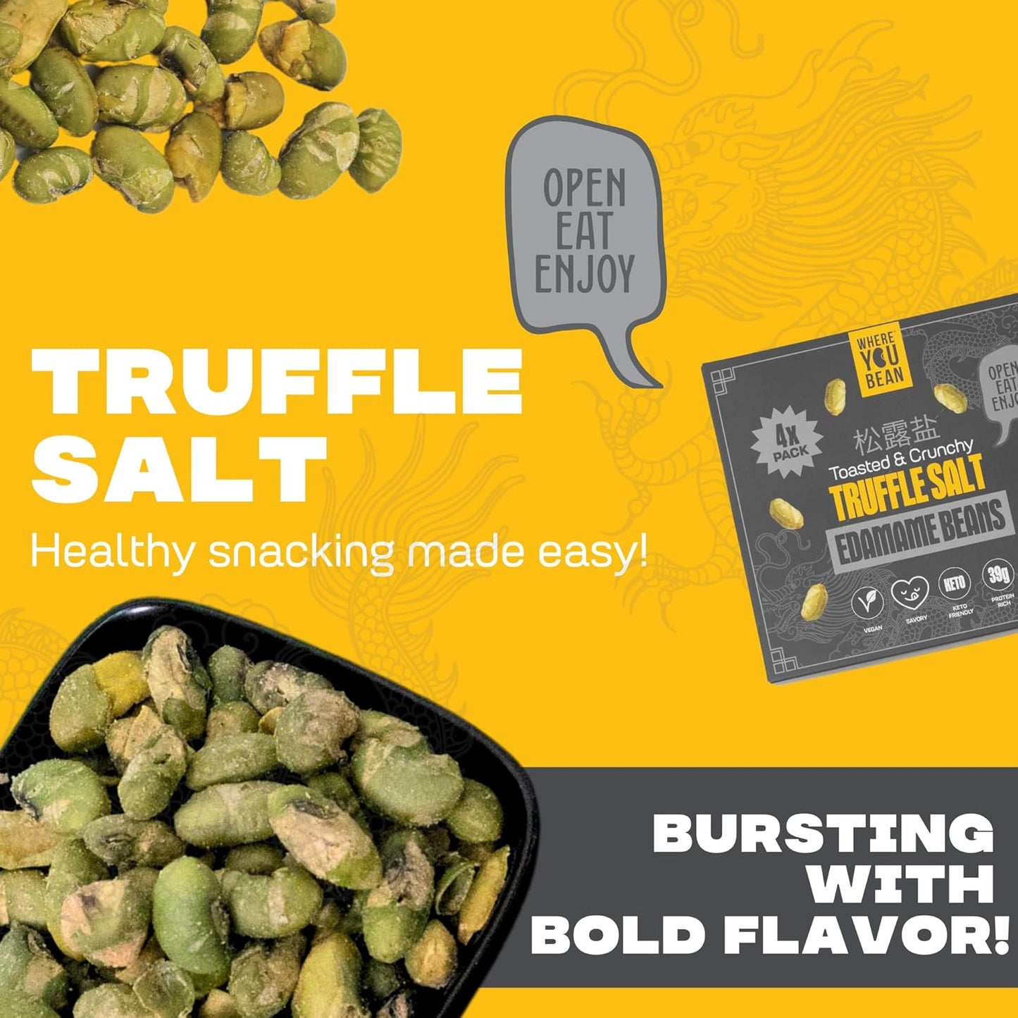 crunchy roasted edamame texture with asian-inspired seasoning