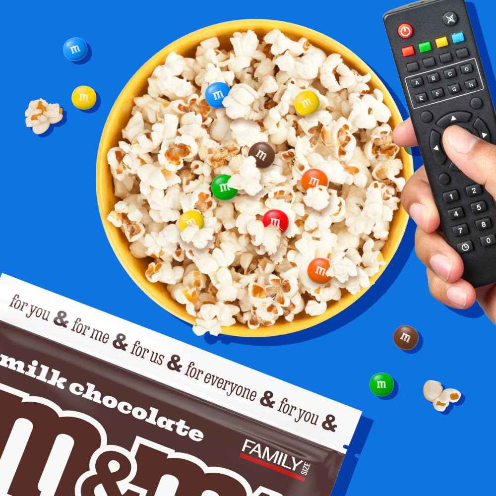 M&M'S Milk Chocolate Candy for Kids – Family Size 18 oz Resealable Bag for Lunch Boxes and Snack Time