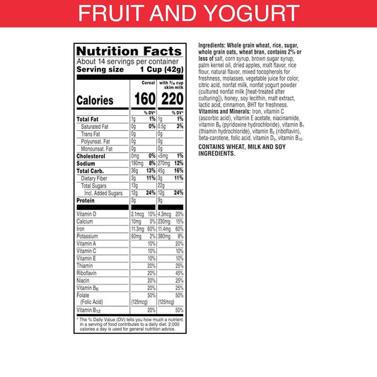 Kellogg's Special K Fruit and Yogurt Cereal – Low Fat Breakfast Bowl for Weight-Conscious Wellness Routines, 22oz Giant Box