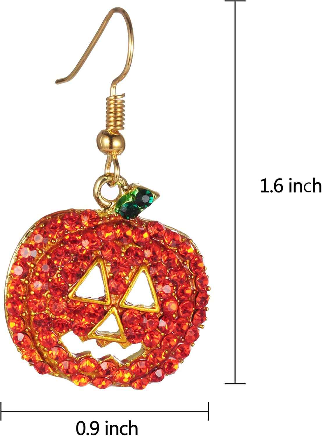 iWenSheng Halloween Pumpkin Earrings Red - Lightweight Smiling Pumpkin Drop Earrings for Teens, Comfortable Costume Jewelry for School Events
