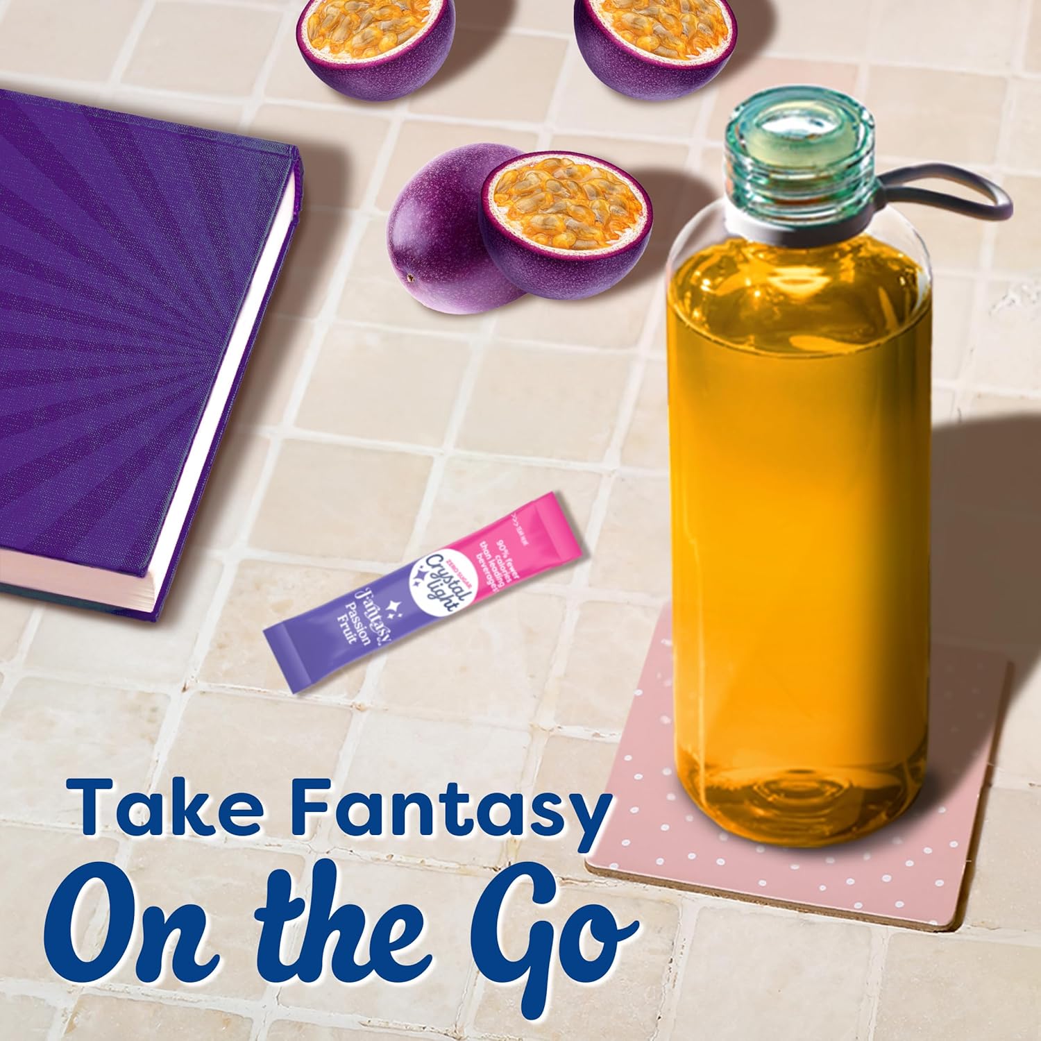 Crystal Light Book Lover Drink Mix – Passion Fruit Hydration for Reading Nook Wind-Down Ritual, Zero Sugar