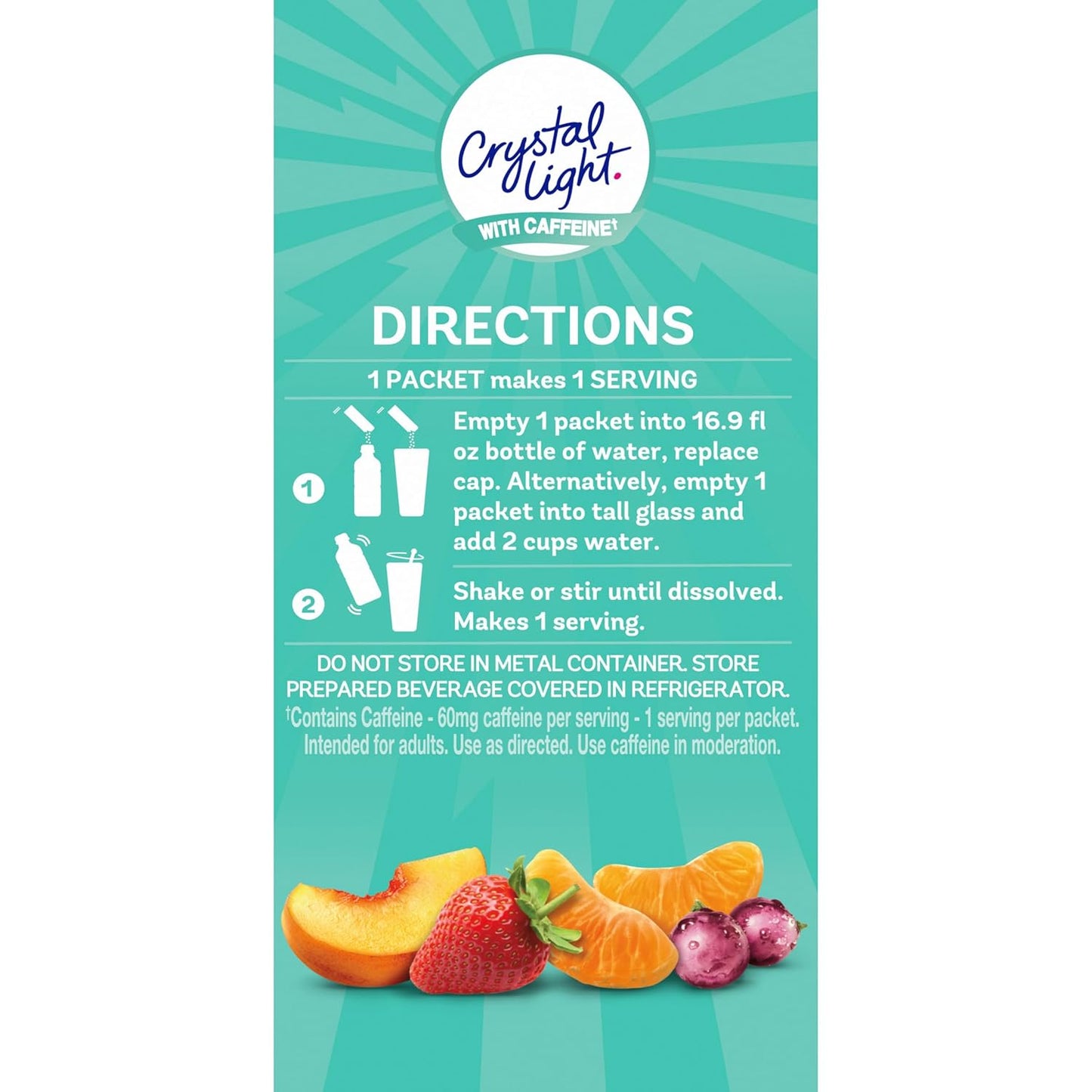 Crystal Light Energizing Powdered Drink Mix – Travel Hydration with 60mg Caffeine for Long Flights and Layovers, 44 Packets