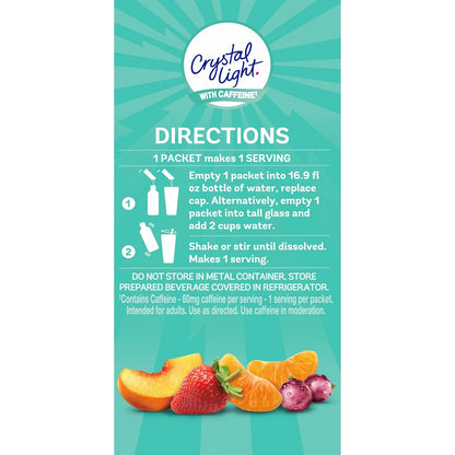 Crystal Light Energizing Powdered Drink Mix – Travel Hydration with 60mg Caffeine for Long Flights and Layovers, 44 Packets
