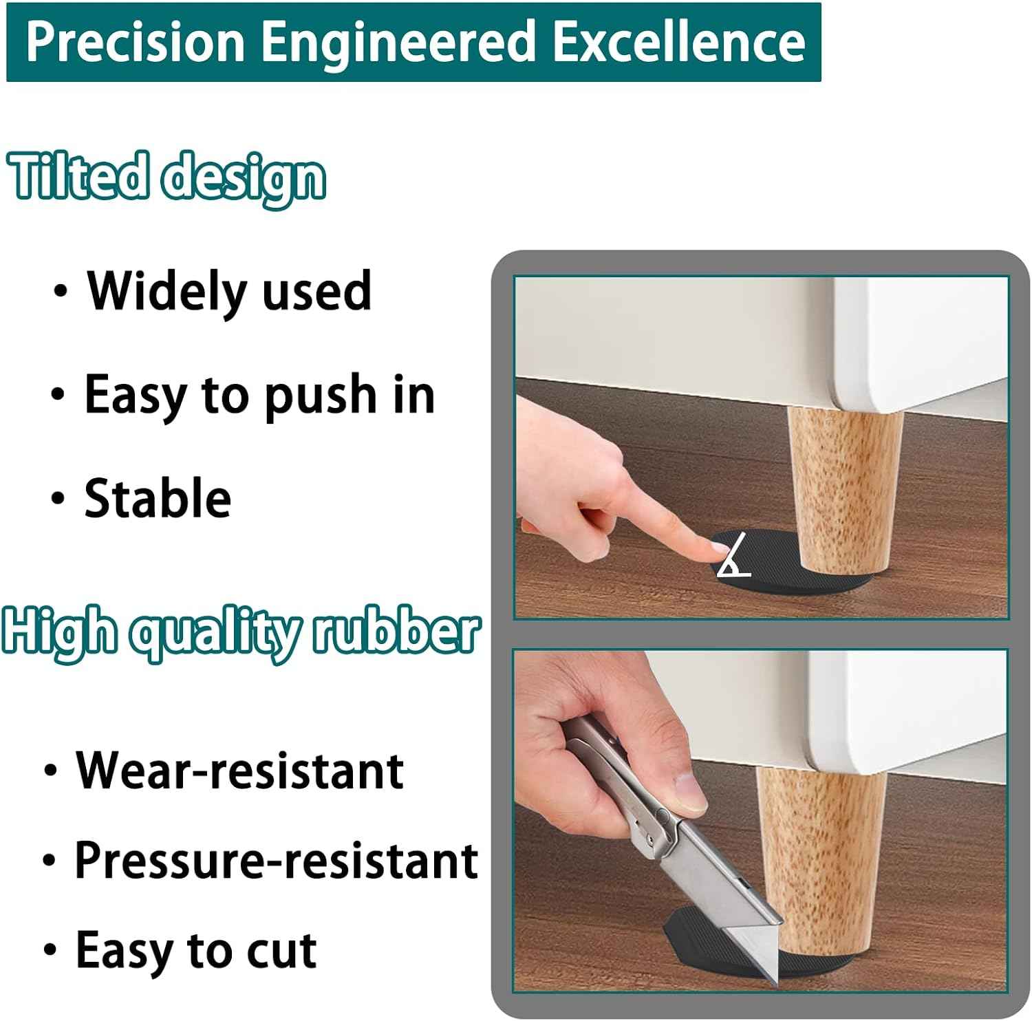 Jayen Rubber Shims – Clean-Looking Furniture Levelers in Matte Black, Stackable Rubber Wedges for an Uncluttered Home