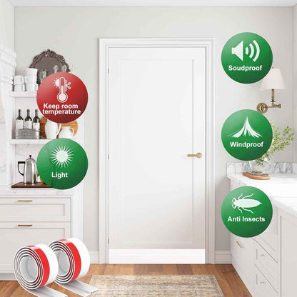 Suptikes 2 Pack Door Sweep for Clutter-Free Homes, Low-Profile Silicone Draft Stopper in White