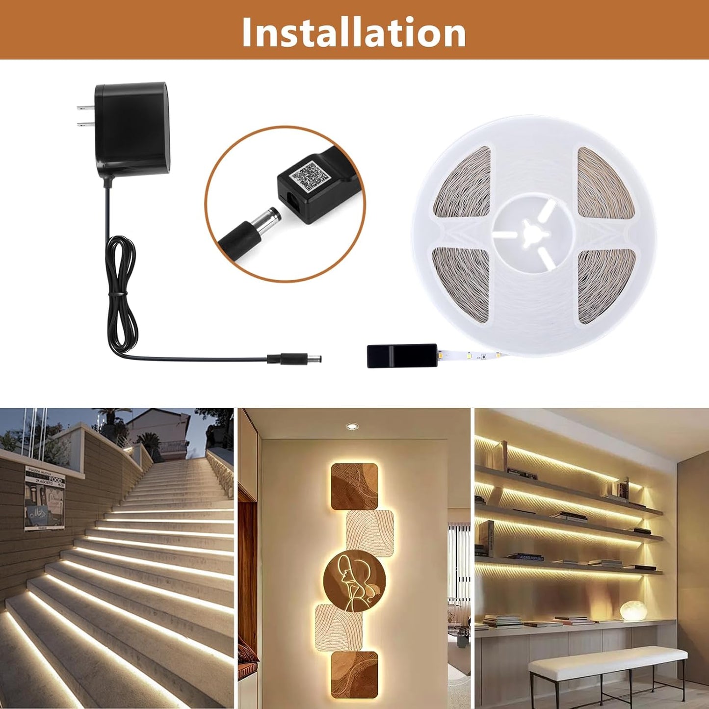 cuttable strip design with 8mm 3-pin connectors for custom lengths and corner extensions