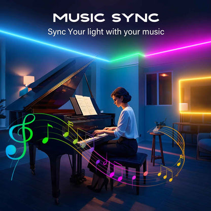CHARKEE LED Strip Lights for Wind Down Routine, Dimmable Music Sync RGB Light Strip for Bedroom Meditation and Sleep, App Timer Bluetooth