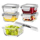 Vtopmart 5-Pack Borosilicate Glass Containers with Grey Lids – Decluttered Kitchen Storage for Capsule Cabinet Design