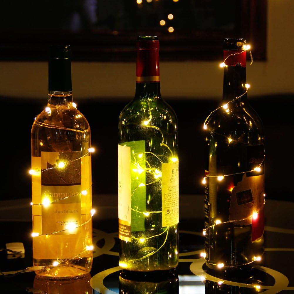 CYLAPEX Battery Operated Fairy Lights 7ft 20 LEDs Warm White 2700K Ultra Thin Copper Wire for Mantel Shelf and Dining Table Centerpiece Styling
