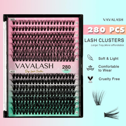 VAVALASH_DIY_Lash_Extensions_Kit_Individual_Cluster_Lashes_Kit_with_280_Lash_Clusters_30D+40D-0.07-D-10-16Mix,_Lash_Bond_and_Seal,_Lash_Applicator_for_DIY_Eyelash_Extensions_at_Home_Makeup_Eyelashes_Extensions_Cosmetic_Salon