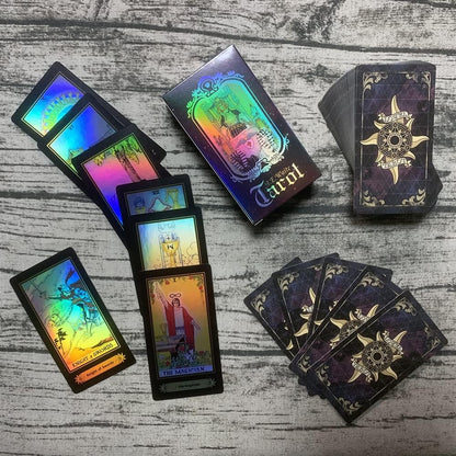 Tarot_Cards_Set_of_78_Surface_Laser_Cards_with_English_Instructions_Book_for_Beginners_(English_Edition)